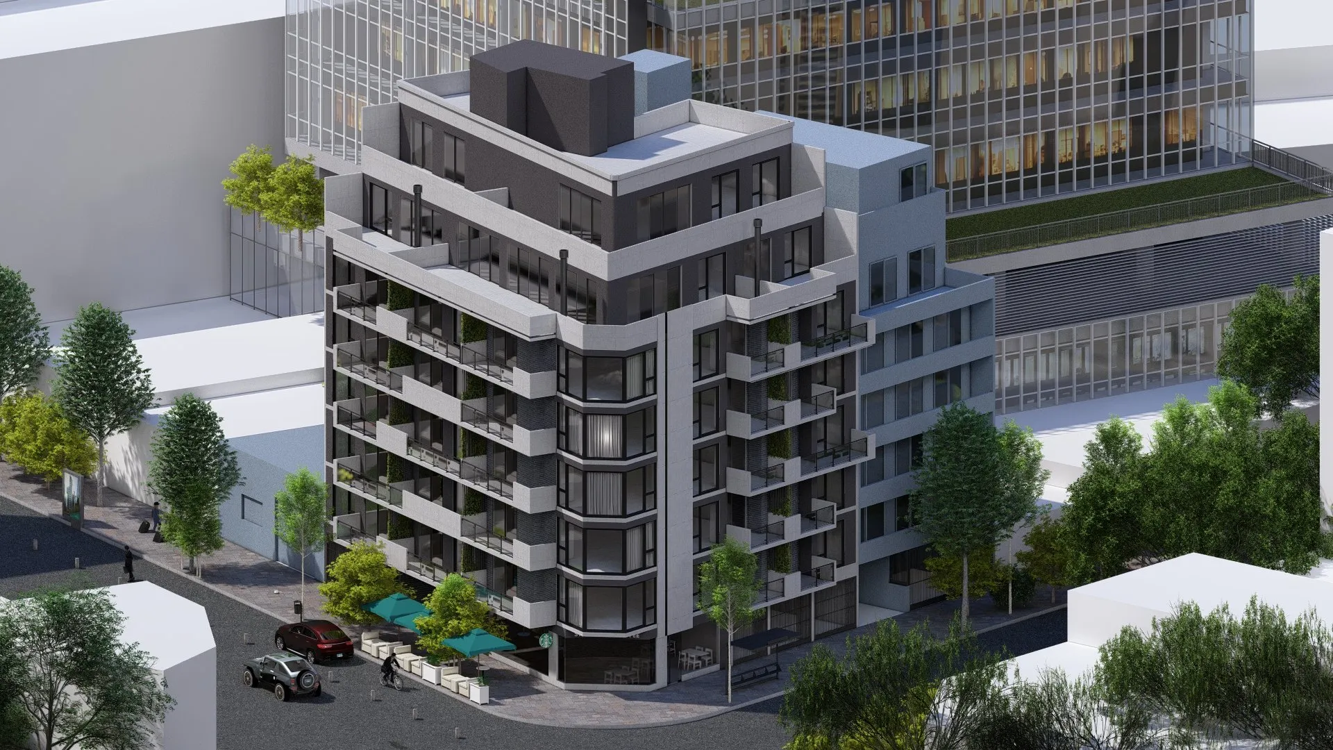 Render aéreo de la esquina