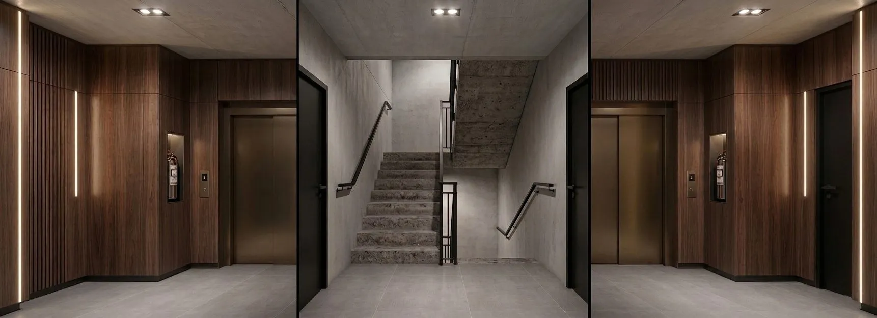 Render del palier de ascensor